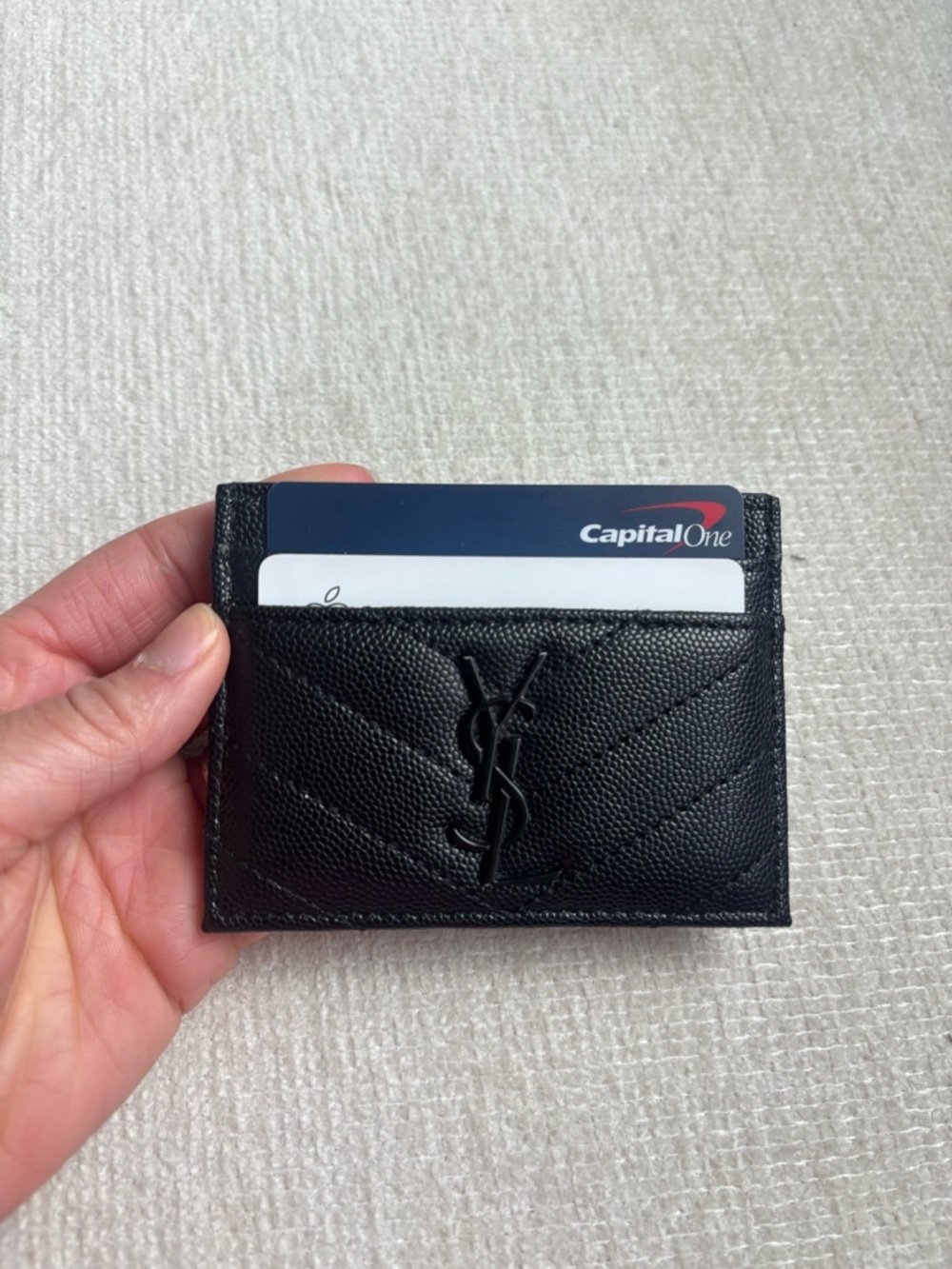 Saint Laurent Black Quilted Leather Card Holder with YSL Monogram - Picture 2 of 5